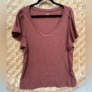 GAP Ribbed Flutter Sleeve Top